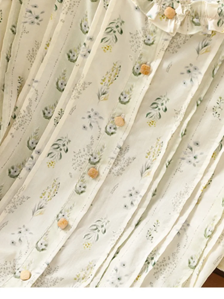 French Sle Cotton Floral Print ort Sve irt Damen Sommer Schlankheits-Spitzenkragen-Top Bubble Sve Petal Collar irt