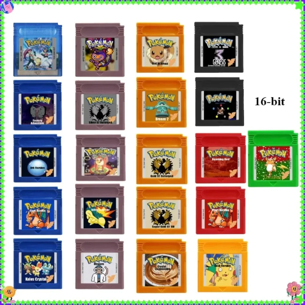 

Новая модель 16-битной видеоигры GBC, картридж с игрой из серии Pokémon, консольная карта, черно-белая, Genesis Dark Energy Bronze 2 для GBC GBA