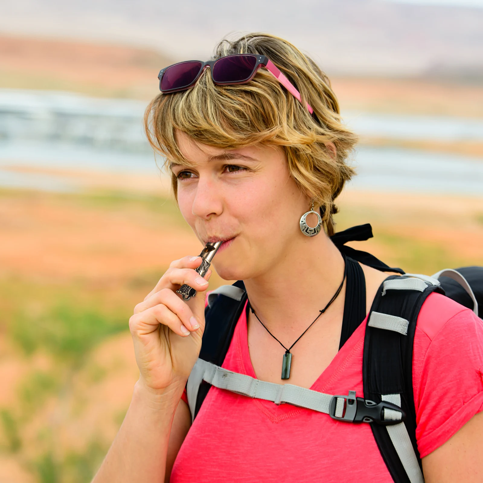 

3 Pcs Dragon Head Whistle Keychain Retro Brass Charm Small Portable Camping Emergency Loud Multifunctional