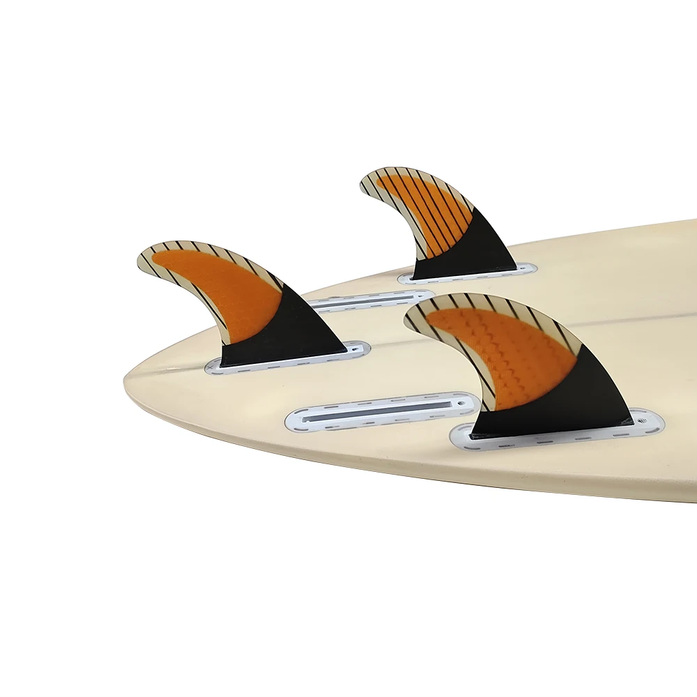 UPSURF FUTURE G5/G7 Surfboard Fins  3 PCS/Set Carbon Fiber Honeycomb Single Tabs Orange With Black Short Board Fins