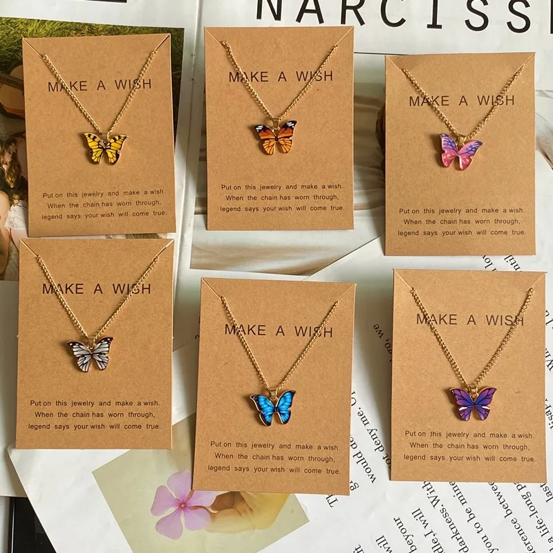 Mode romantische Schmetterling Halskette für Frauen Mädchen blau weiß orange Farbe animal Design Choker Hals