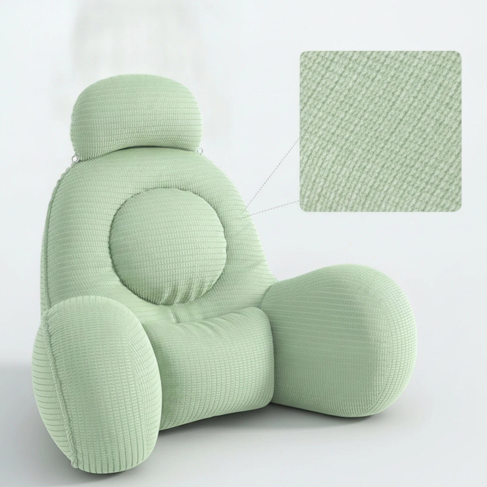 Backrest Cushion with Headrest Padded Bedrest Pillow with Arms Bed Pillow with Arms Soft Bed Chair Cozy for Readers, Dorm Room