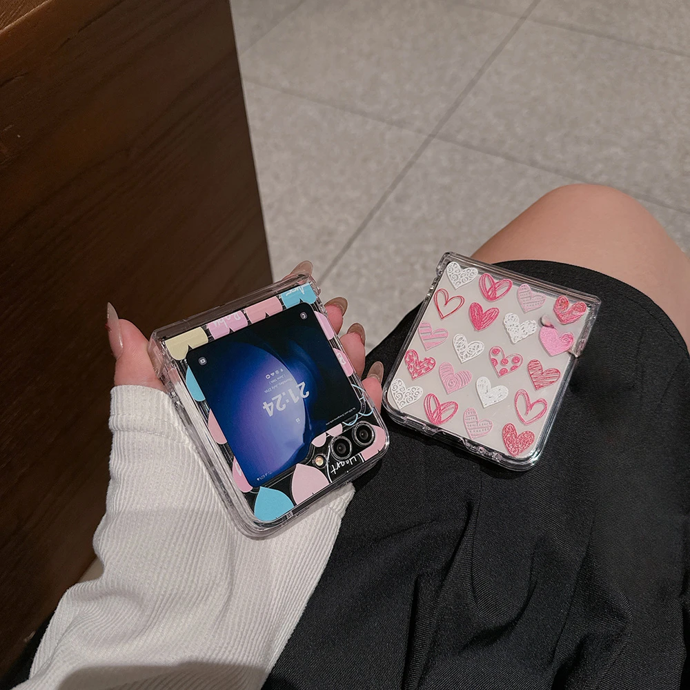 Милые разноцветные чехлы для телефонов с героями мультфильмов для Samsung Galaxy Z Flip 4 ZFlip 5 5G, мягкий прозрачный складной экран, чехол с подставкой