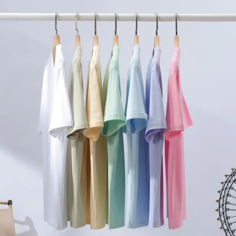 

Heavy 240g Pure Cotton Round Neck Short-sleeved T-shirt for Men and Women Summer Solid Color Casual Base Top