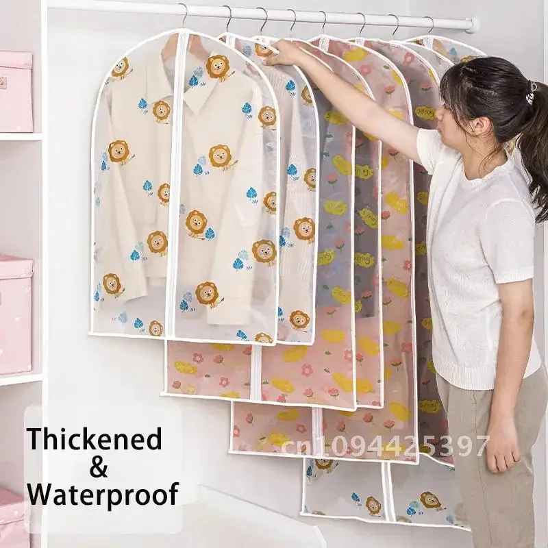 Hanging dust cover for clothes, printed clothes, closet organizer cover, arranged with zipper