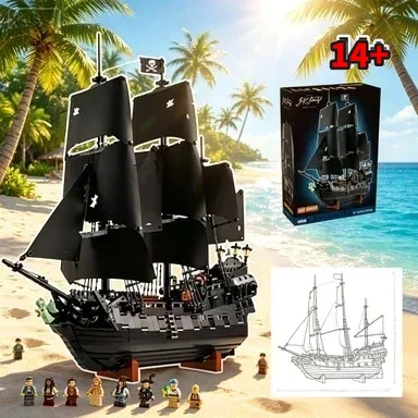 

Bandai Launch 10365 Vintage Pirate Vessel Building Blocks Collectible Model Birthday And Adults compatible with LEGO bricks