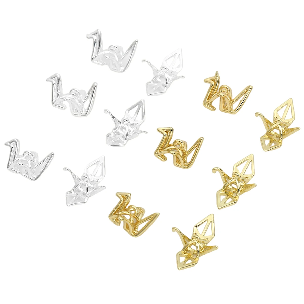 1pc Women's High-Grade 14K Gold Plated Brass Chic Paper Crane Charm Pendant for Earring Making DIY Jewelry Findings