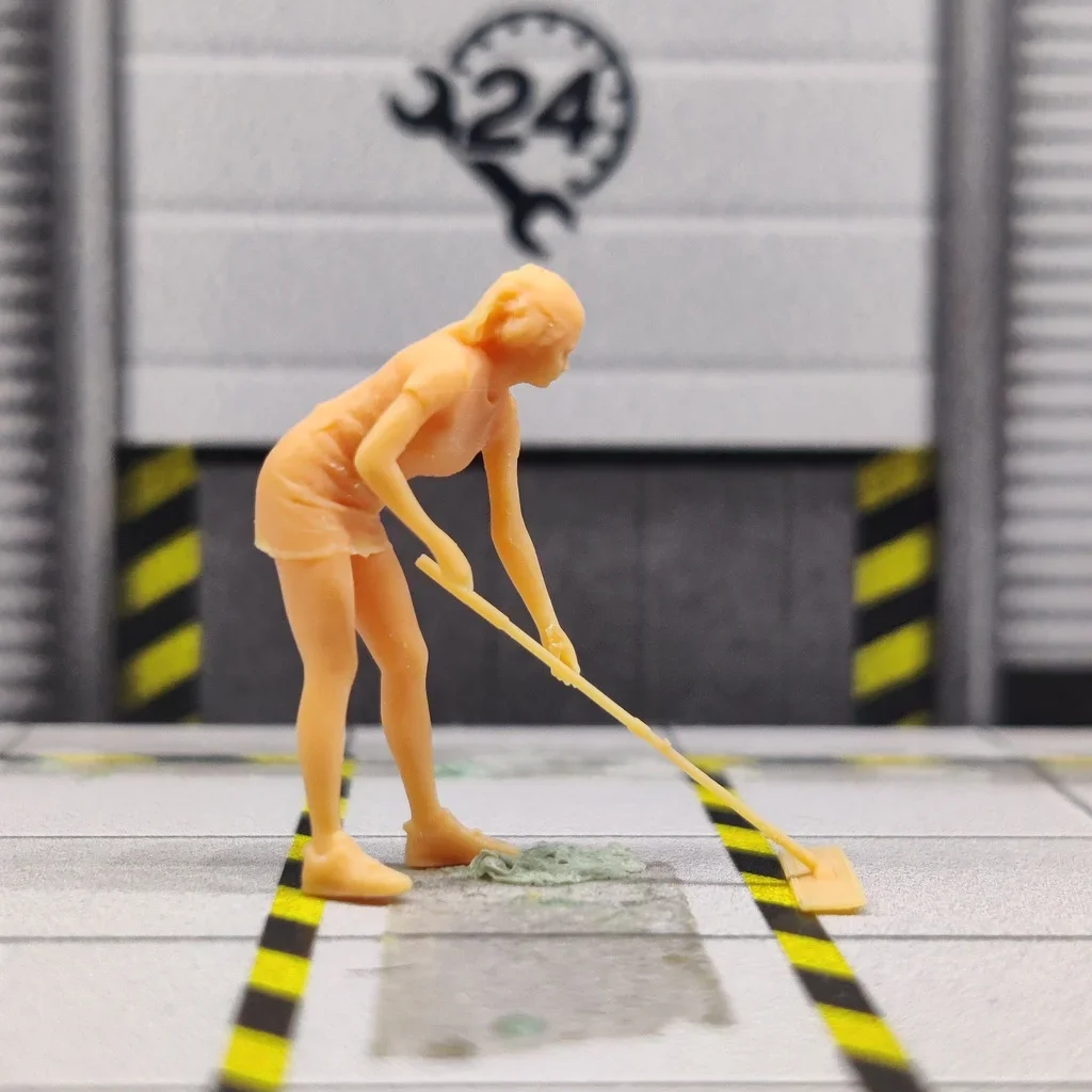 1/87 1/64 1/43 Scale Model Resin Mopping GirlUncolored Miniature Diorama Hand-painted T220