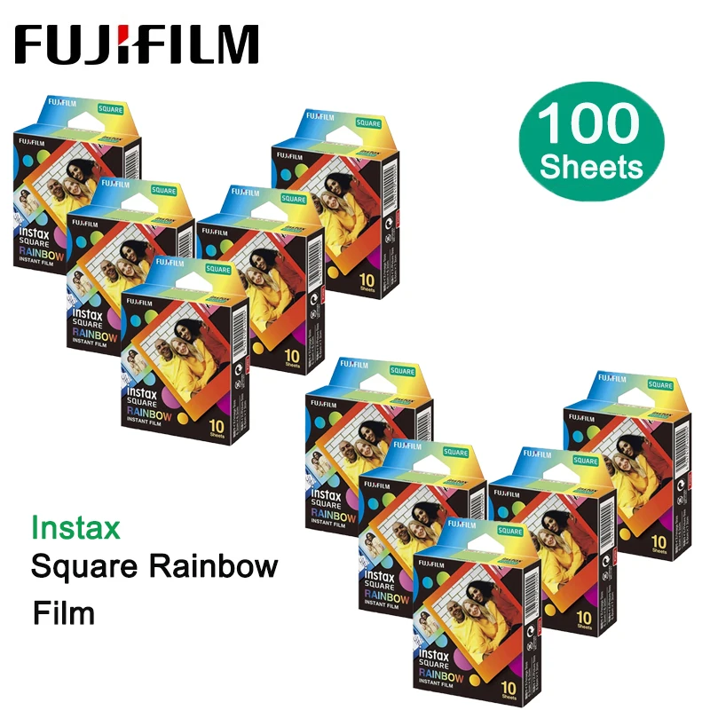 10-100 Sheets Original Fujifilm Instax Square Rainbow Film For Fujifilm instax Square SQ1/10/40/6/20/ SP-3 Instax Square Film