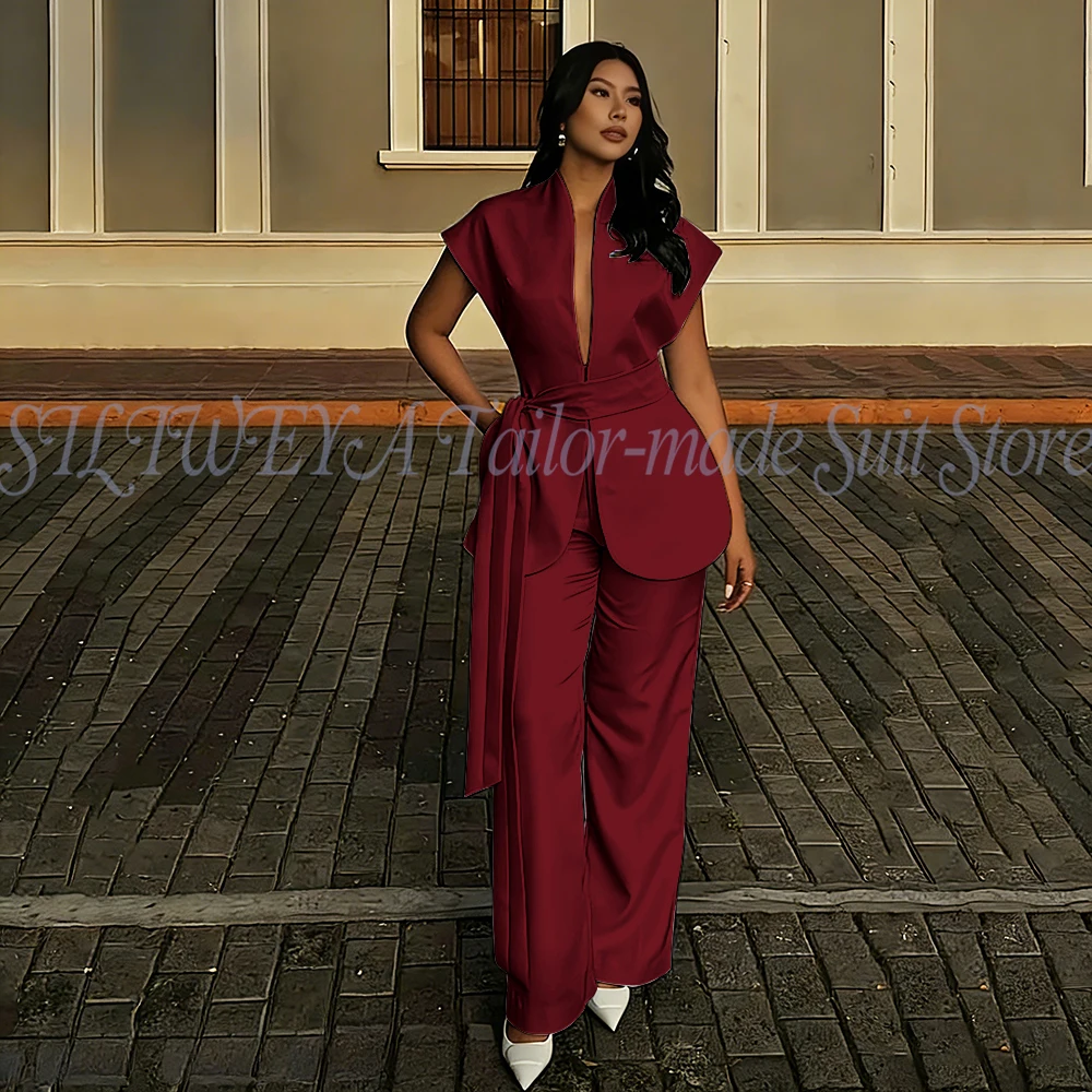 Moderne damespakken voor bruiloft, zakelijke mode, 2-delige sets, elegante damessets, outfits, korte mouwen, jas, broek, op maat gemaakt - afbeelding 1
