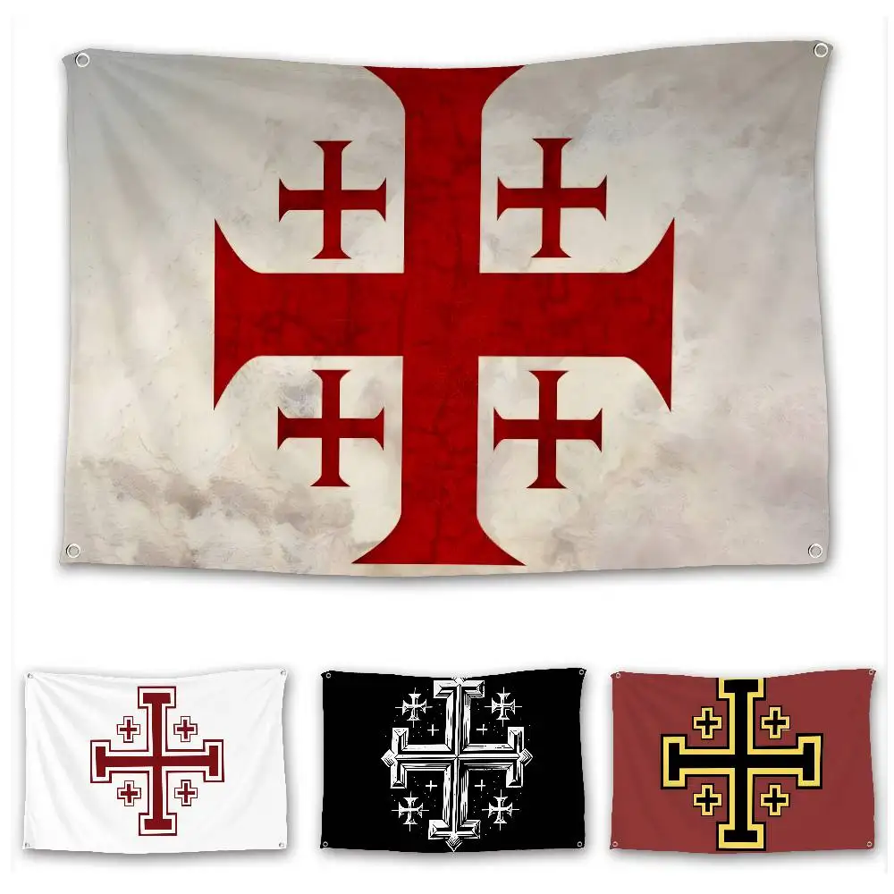 J-Jerusalem Cross Suitable for camping carnivals music festivals parties and gatherings Flag Polyester Digital Printing Banner