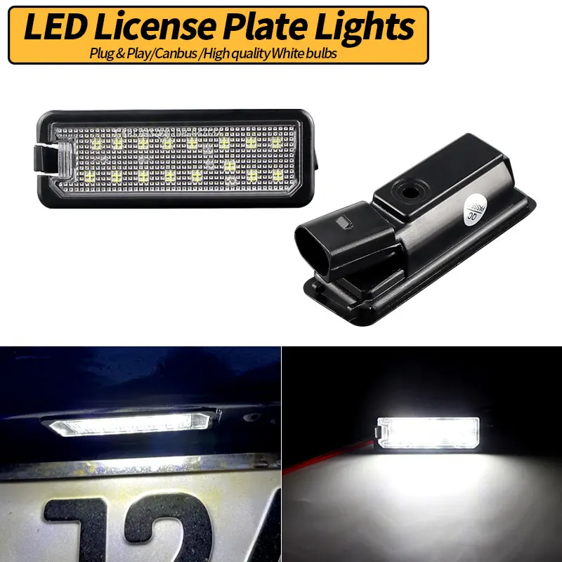 

2Pcs DC 12v Canbus LED License Plate Light For VW Golf 6 VI 5 V GTI MK4 MK5 MK6 Eos Lupo Scirocco Seat Leon OEM Replacement Bulb