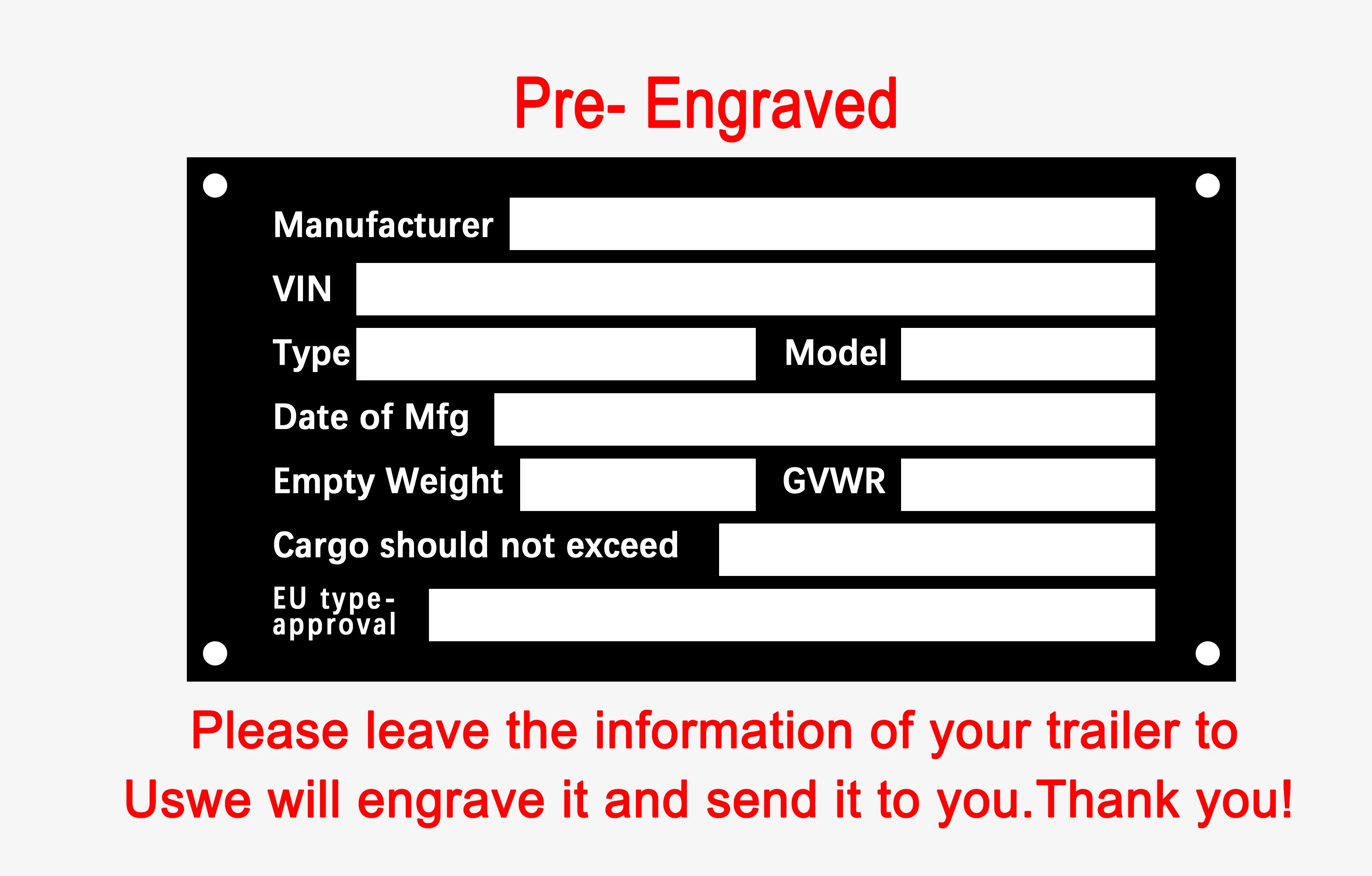 Blank or Pre- Engraved VIN SERIAL ID TAG PLATE DATA CAR TRUCK HOT ROD EQUIPMENT TRAILER