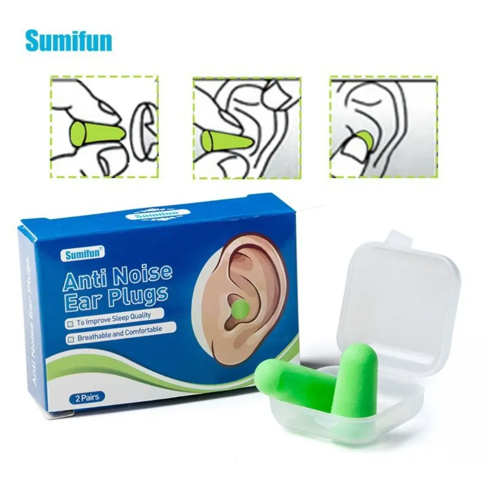 2 paar/schachtel Polyurethan schaum Anti-Noise-Ohr stöpsel Geschenk grün Rebound Lärm reduzieren Ohr stöpsel Soft Travel konischen Ohr stöpsel