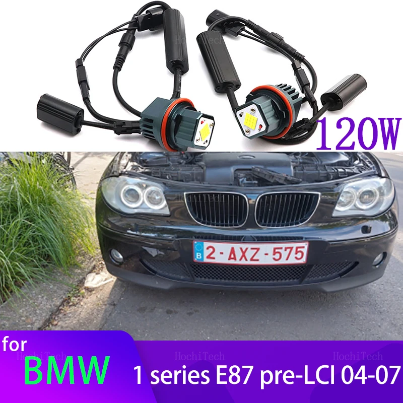 for BMW 1 series E87 116i 116d 118i 118d 120i 120d 130i pre-LCI 04-07  120W LED Angel Eyes Light  Ring Headlight Canbus