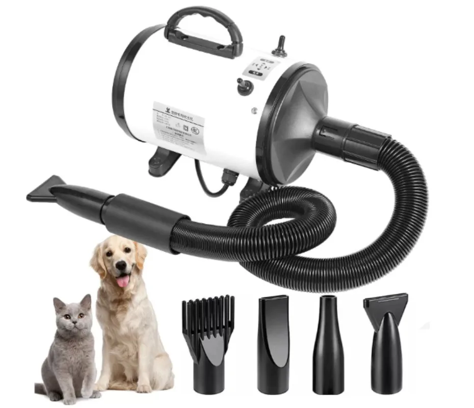 High Power Low Noise Pet Dryer for Large Dogs, 2 Speed Adjustable Temperature Pet Grooming Blower Dryer Box