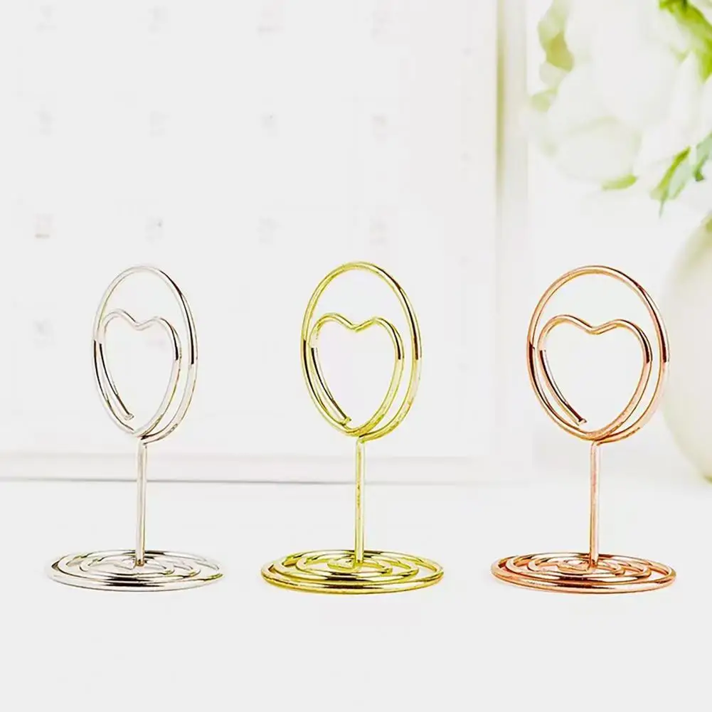 Soporte para números duradero, 10 Uds., soportes para números de mesa con forma de corazón de amor, Clips para fotos y tarjetas, soportes para tarjetas de notas y notas para aniversario de boda