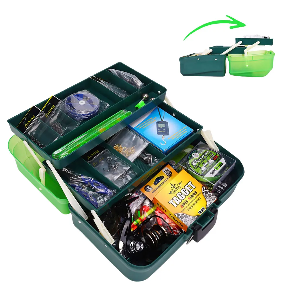 

134PCS Fishing Tools Accessories Kit Set Including Spinning Reel Fishing Hooks Outdoor Fishing Accessories Set with Box