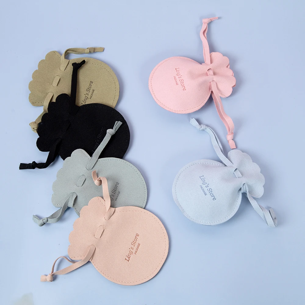 

100Pcs Personalized Logo Jewelry Microfiber Gourd Drawstring Bag Small Gift Organizer Wedding Favors Ring Earring Stud Packaging