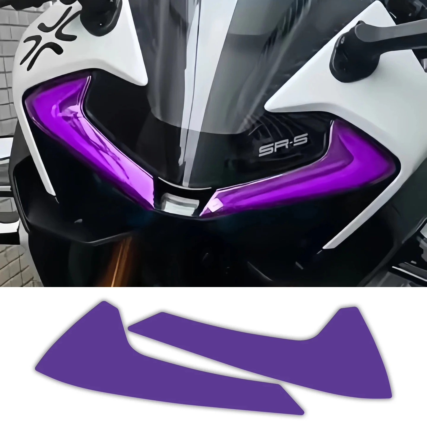 Für CFMOTO 675SR Gradient Motorrad-Scheinwerferschutzfolie Aufkleber Moto Sportbike Augenbrauen-Licht Vinyl Zubehör Dekor