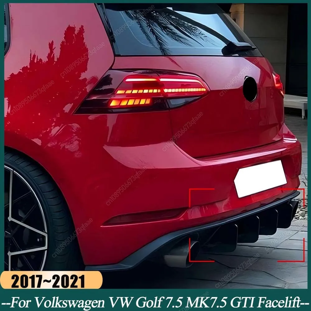 

4 Fins Car Rear Bumper Diffuser Splitter Maxton Style Bodykit For Volkswagen Golf 7.5 MK7.5 GTI Facelift 2017 To 2021 ABS Tuning