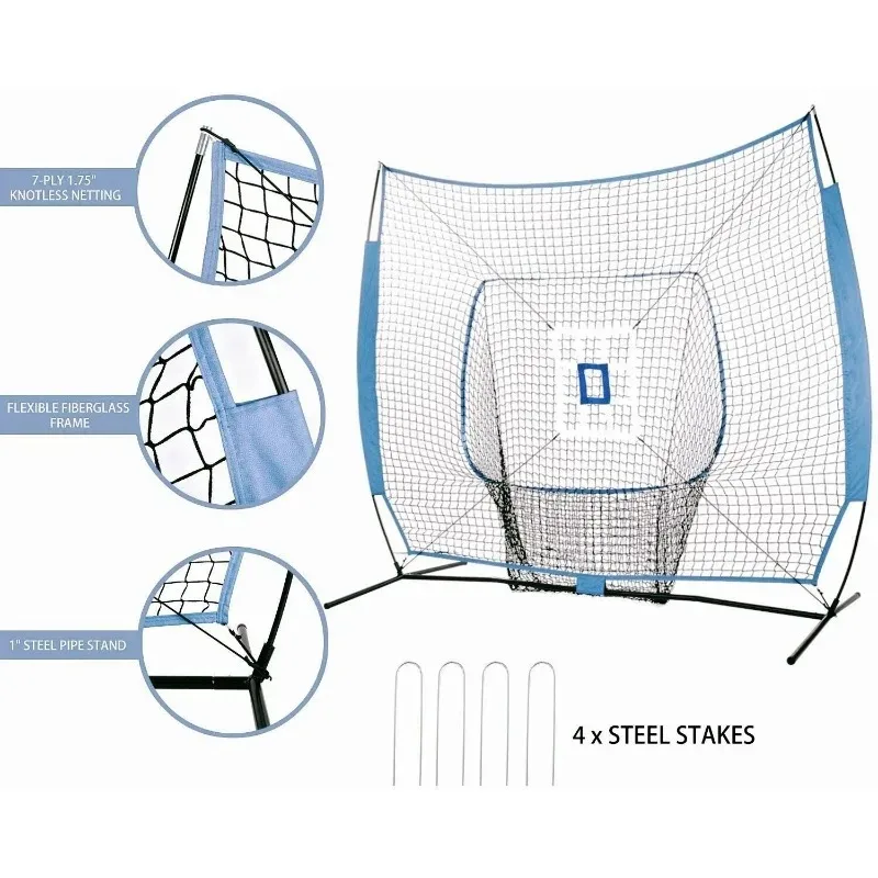 Portable Folding 7ft Baseball Softball Practice Net Batting Training Goal Hitting Net