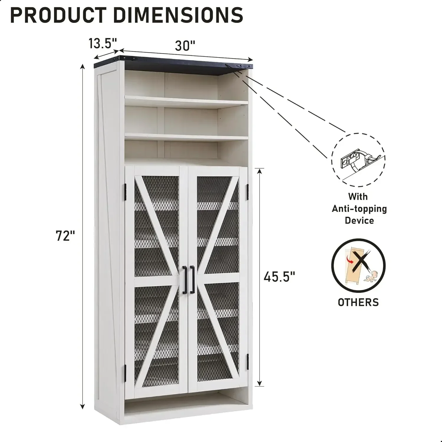 

[Hot Sale, Limited Stock!]Farmhouse Shoe Cabinet, 72" Tall with Mesh Doors and Adjustable Shelves, Rustic Wooden Shoe Organizer,