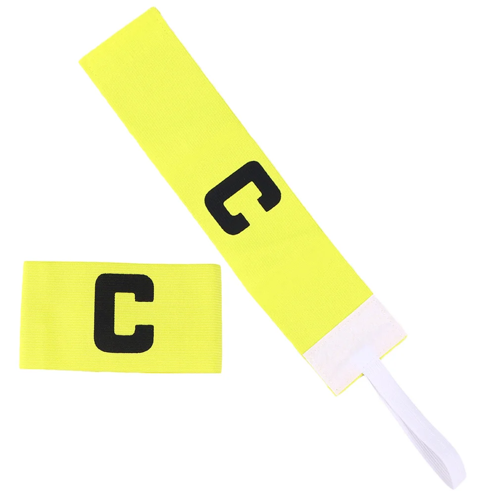 2 Pcs Football Training Supplies Captain C-label Armband Yellow Breathable Soccer Armbands Adjustable Nylon Practical Hockey