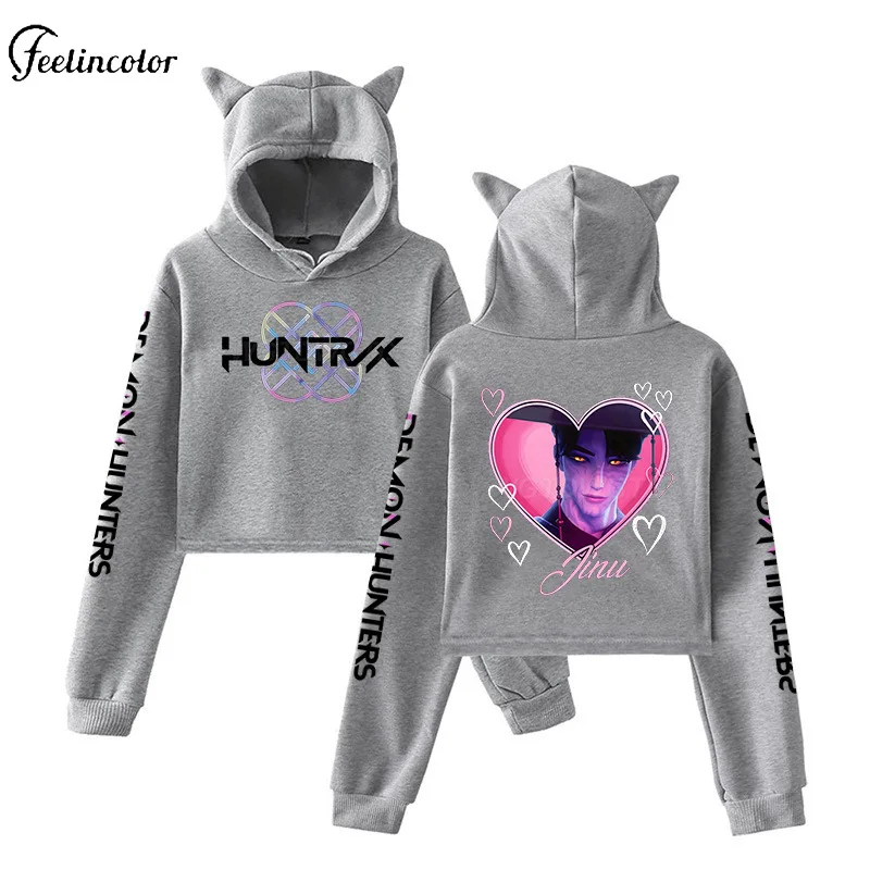 Bonito orelhas de gato curto hoodie outono inverno huntrix sajaboys pulôver anime cosplay festa jaqueta estudante y2k harajuku roupas