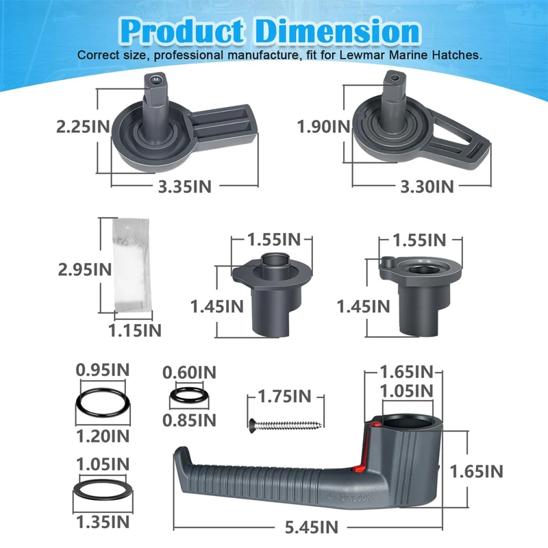 Boat Hatches Large Handle Kit #361680990 Fit for Lewmar Marine Hatches for Ocean, Low Profile (LP), Medium Profile (MP) Series - view 6