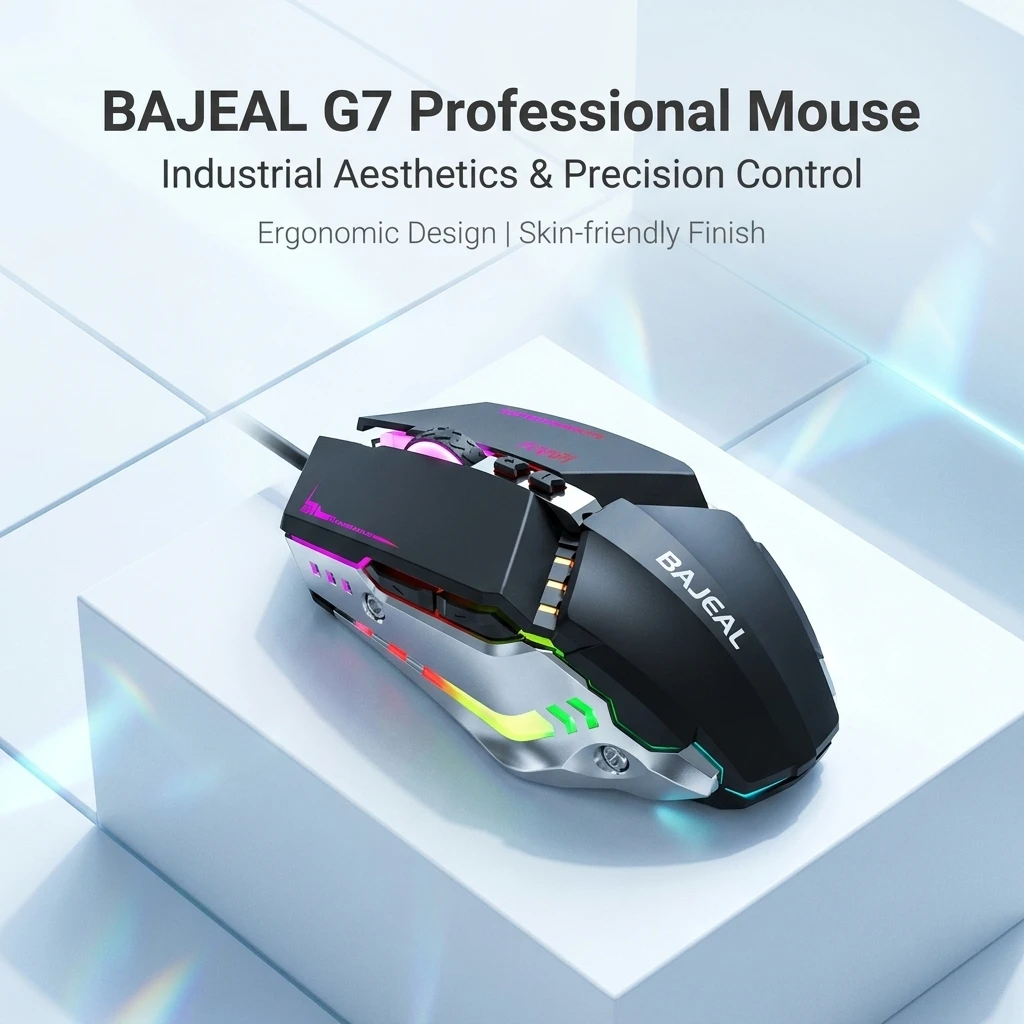 BAJEAL G7 Ergonomic Wired Mouse with RGB Backlit USB for Gaming And Office Use Dual-Purpose Mouse for Desktop And Laptop