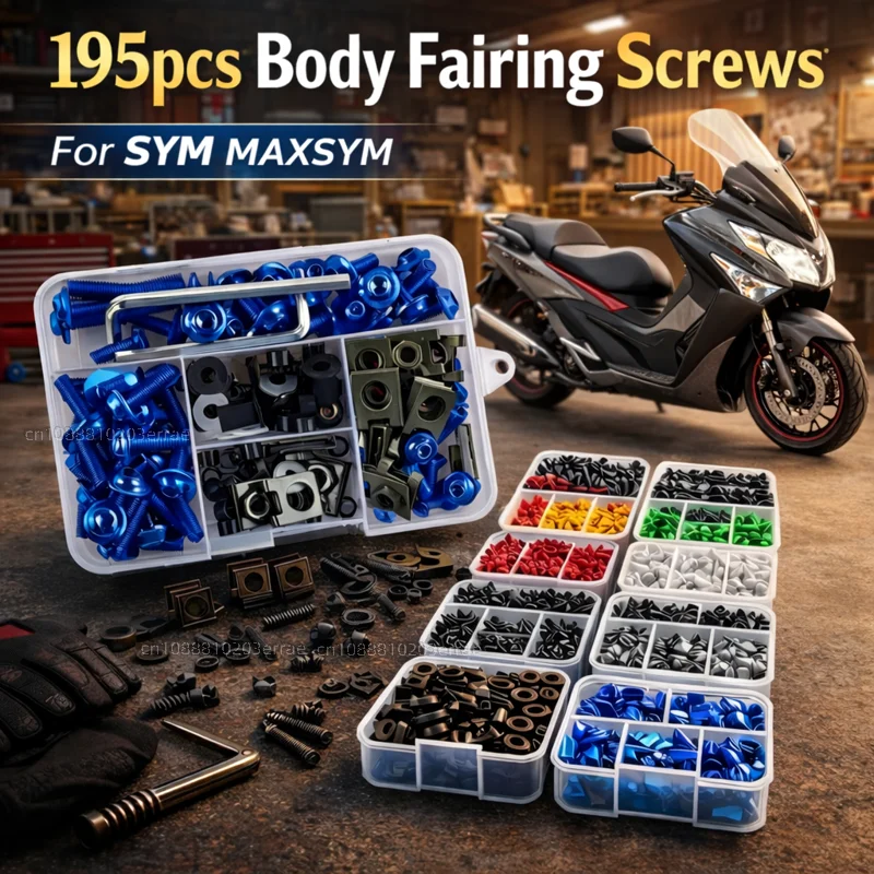 195pcs Motorcycle Fairing Bolts Body Screws Nuts For SYM MAXSYM TL500 TL 500 2020 Kit Aluminum CNC Fasteners Clips Set