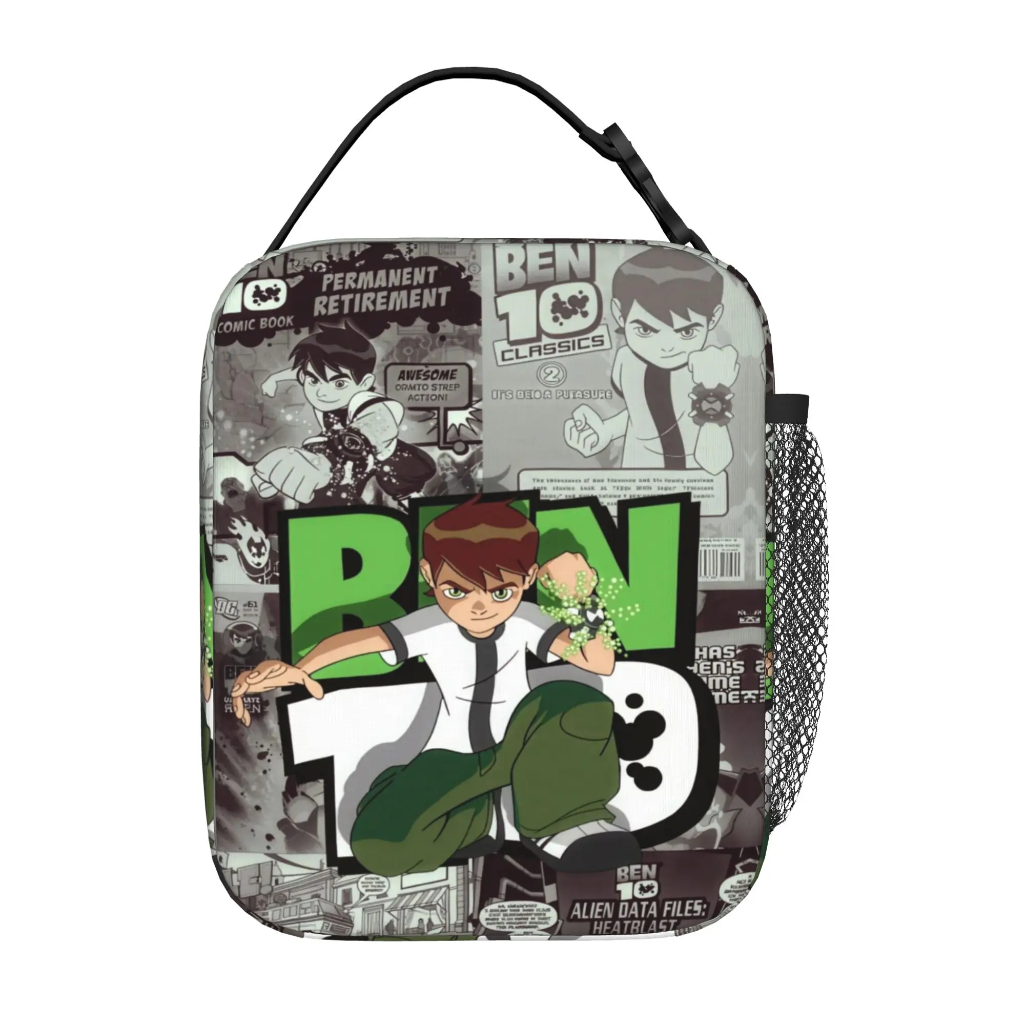 Ben 10 Portable Food Pouch Ben10 Retro Comic Style Poster Zipper Closure High Street Multi-Function Food Organizer Lunch Bag