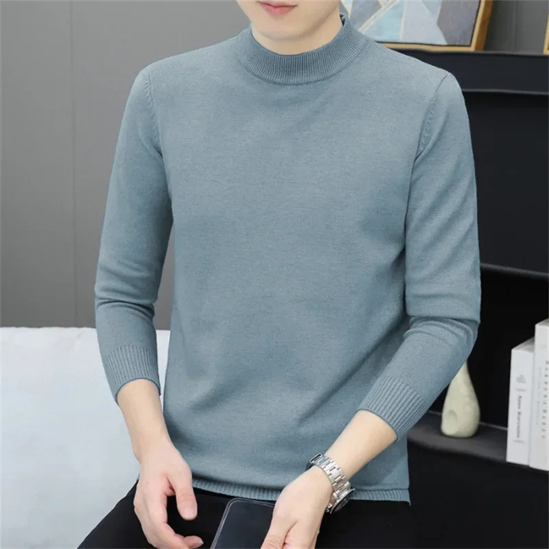

2024 Designer Brand Men's Cashmere Sweater Half Turtleneck Men Sweaters Knit Pullovers For Male Youth Slim Knitwear Man Sweater