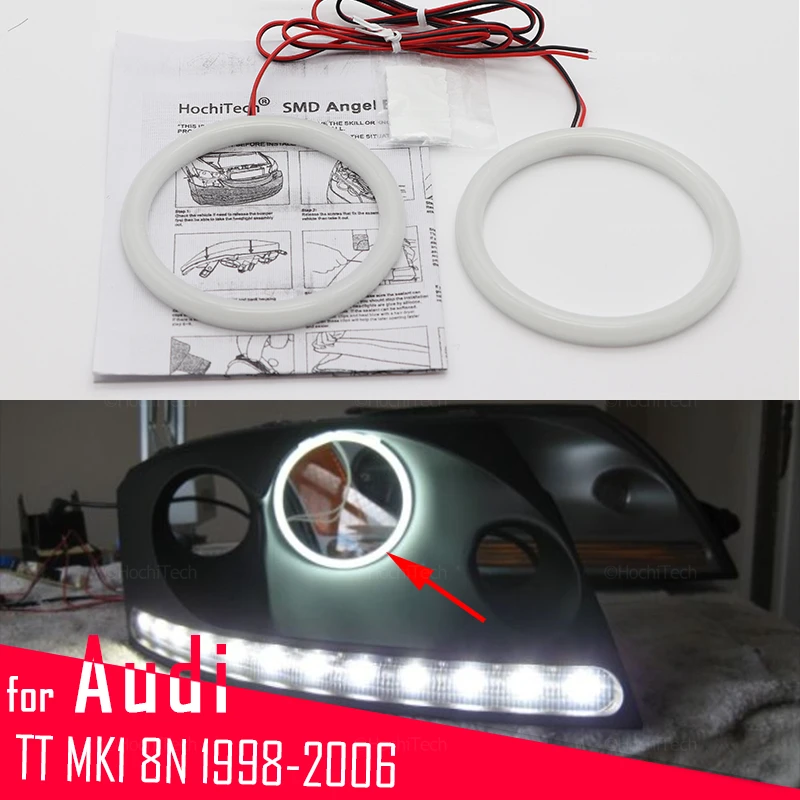 for Audi TT MK1 8N 1998-2006 Car Accessories Ultra Bright Day Light DRL Cotton Angel Eyes Demon Eyes Kit Warm White  Ring