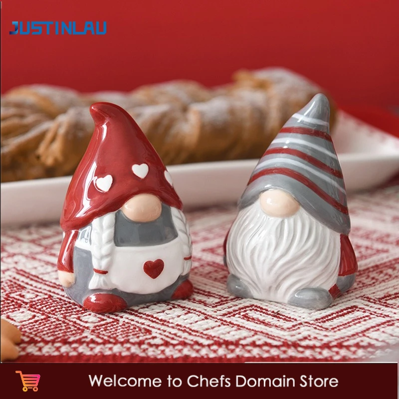 

Скандинавский Санта-Клаус, керамическая бутылка для перца, соли, сахара, креативный рельефный набор бутылок для домашней приправ, рождественские украшения, рождественские подарки