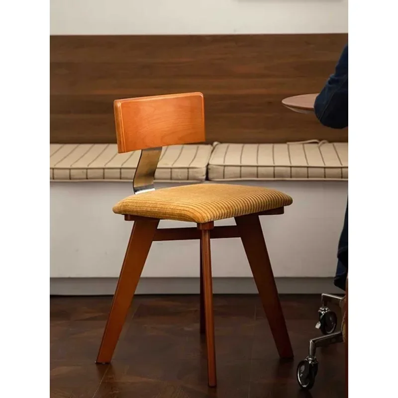

Nordic Solid Wood Back Dining Chair Designer High-end French Retro Solid Wood Furniture Chairs for Bedroom Furniture
