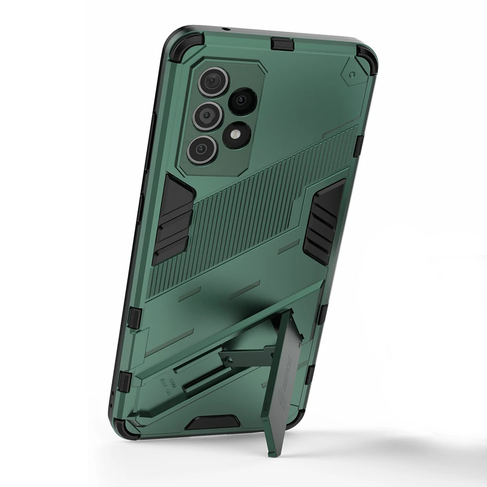 Pancerz odporny na wstrząsy wojskowy twardy PC + TPU Bumper Hybrid Protective Cover dla Samsung Galaxy A52 4G/5G / A52s 5G - zielony