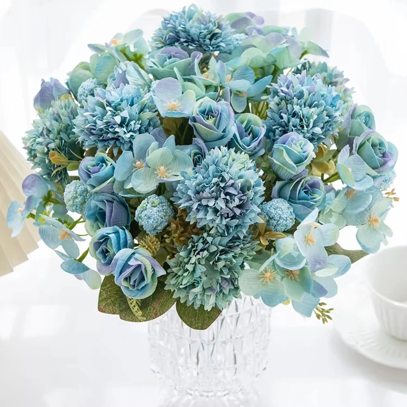 

Artificial Flowers Ball Chrysanthemum Rose Wedding Home Room Table Decora Wreath Bridal Bouquet Table Arrangements Diy Gift Yard