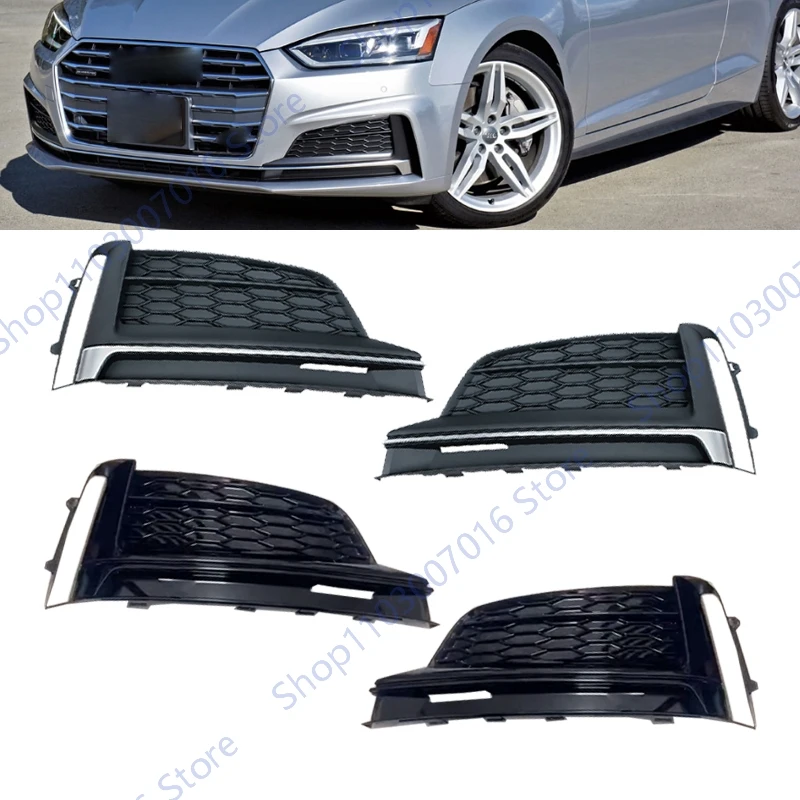 

For Audi A5 S5 S-line 2017-2020 Car Front Bumper Fog Light Cover Frame Lower Fog Lamp Grille Cover 8W6807681F 8W6807682F