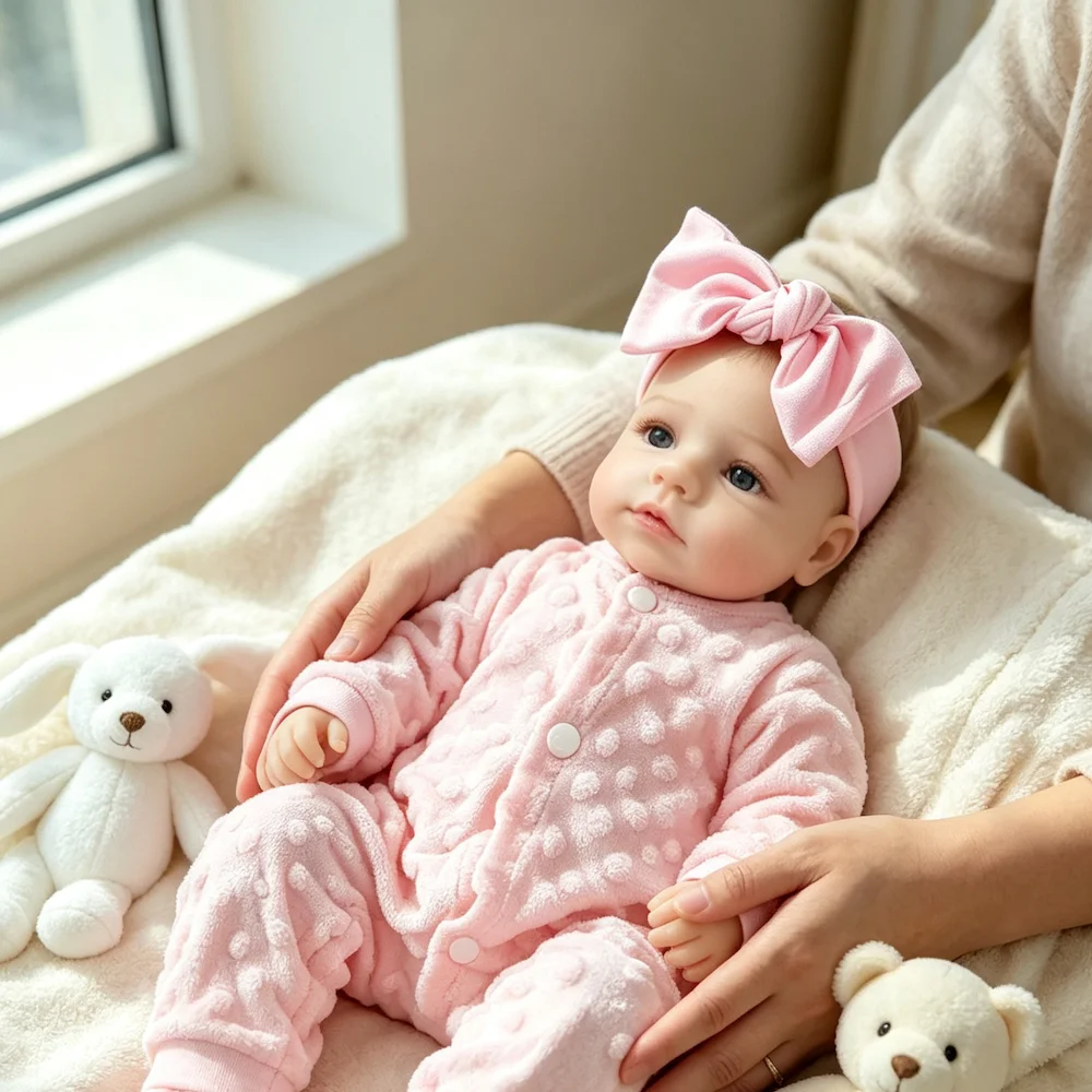 2 Options 20 Inch LouLou Open Blue Eyes Reborn Dolls 3D Painted Skin Realistic Newborn Doll For Pretend Play & Collection Gift