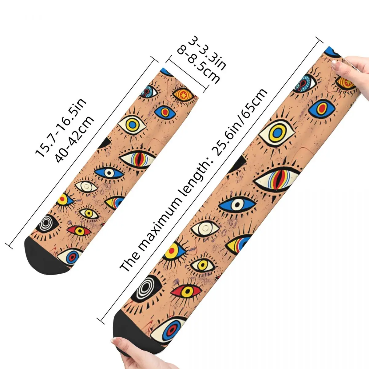 Happy Men's Socks Storm Of Eyes Retro Eye Pattern Hip Hop Seamless Crew Sock Gift Pattern Printed