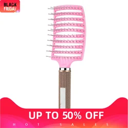 Brosse à cheveux, brosse professionnelle courbée ventilée pour un séchage rapide des cheveux pour femmes et hommes, poignée à pagaie, brosse à angle pour support sec et bouclé