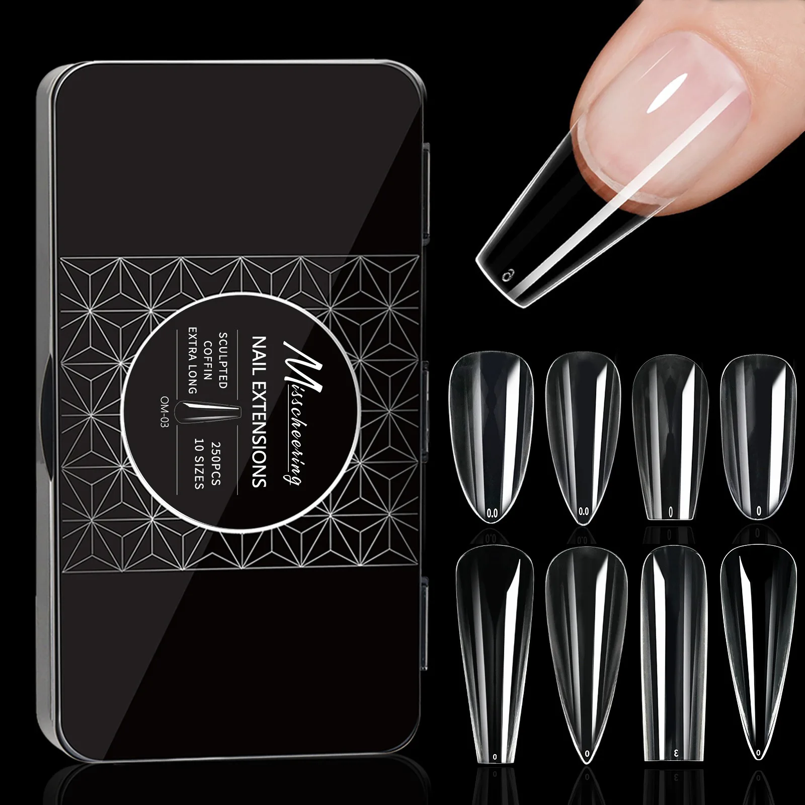 Transparent Nail Art False Nails Box Set Sl Coffin-aped Nail Tips for Perfect Salon-quali Manicures at Home