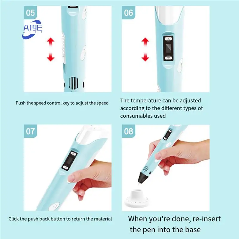 

A19E-3D Printing Pen DIY Painting Children Fun Camouflage With LCD Screen Compatible PLA Filament 3D Printing Pen
