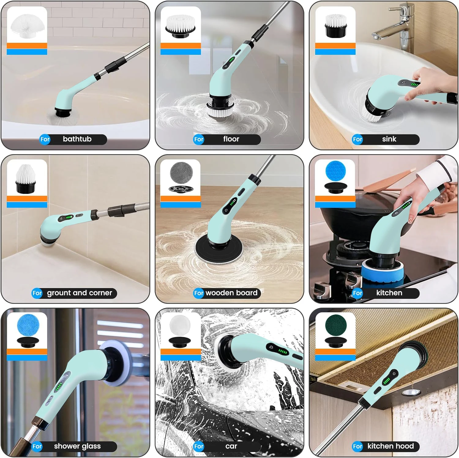 Wireless electric brush Multi-functional automatic hand-held electric cleaning brush Bathroom toilet floor toilet brush