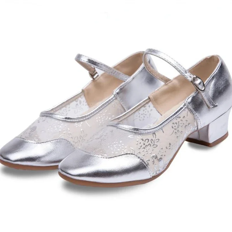 Summer Woman Mesh Dance-Shoes for Girls Ladies Latin Ballroom Modern Salsa Practise Dancing Shoes Square Dance Soft Rubber Sole