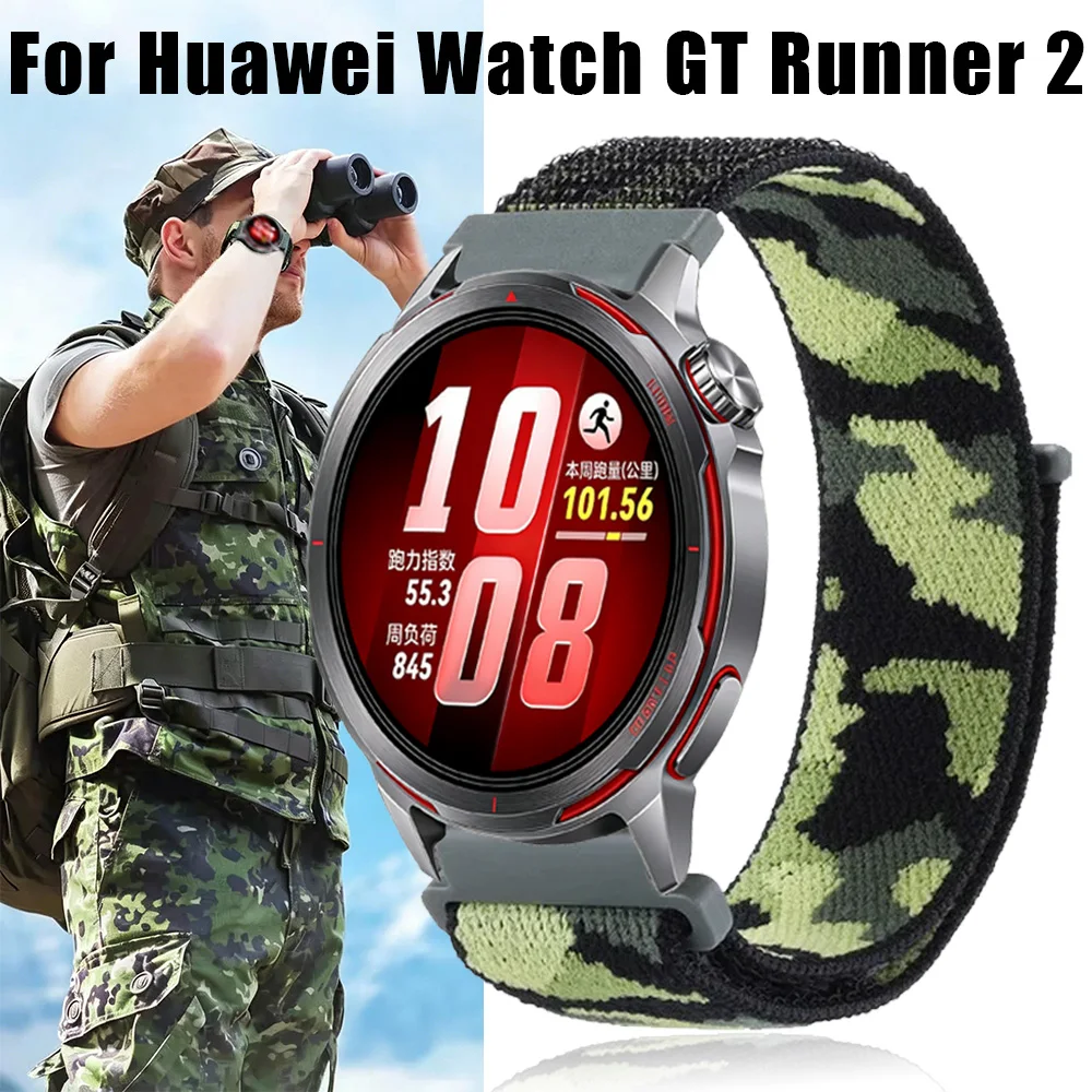 Bracelet en Nylon respirant, 20mm 22mm, pour Huawei Watch GT Runner 2 Ultimate 2 GT6-5-4 46mm, Camouflage, Correa Amazfit Active Max