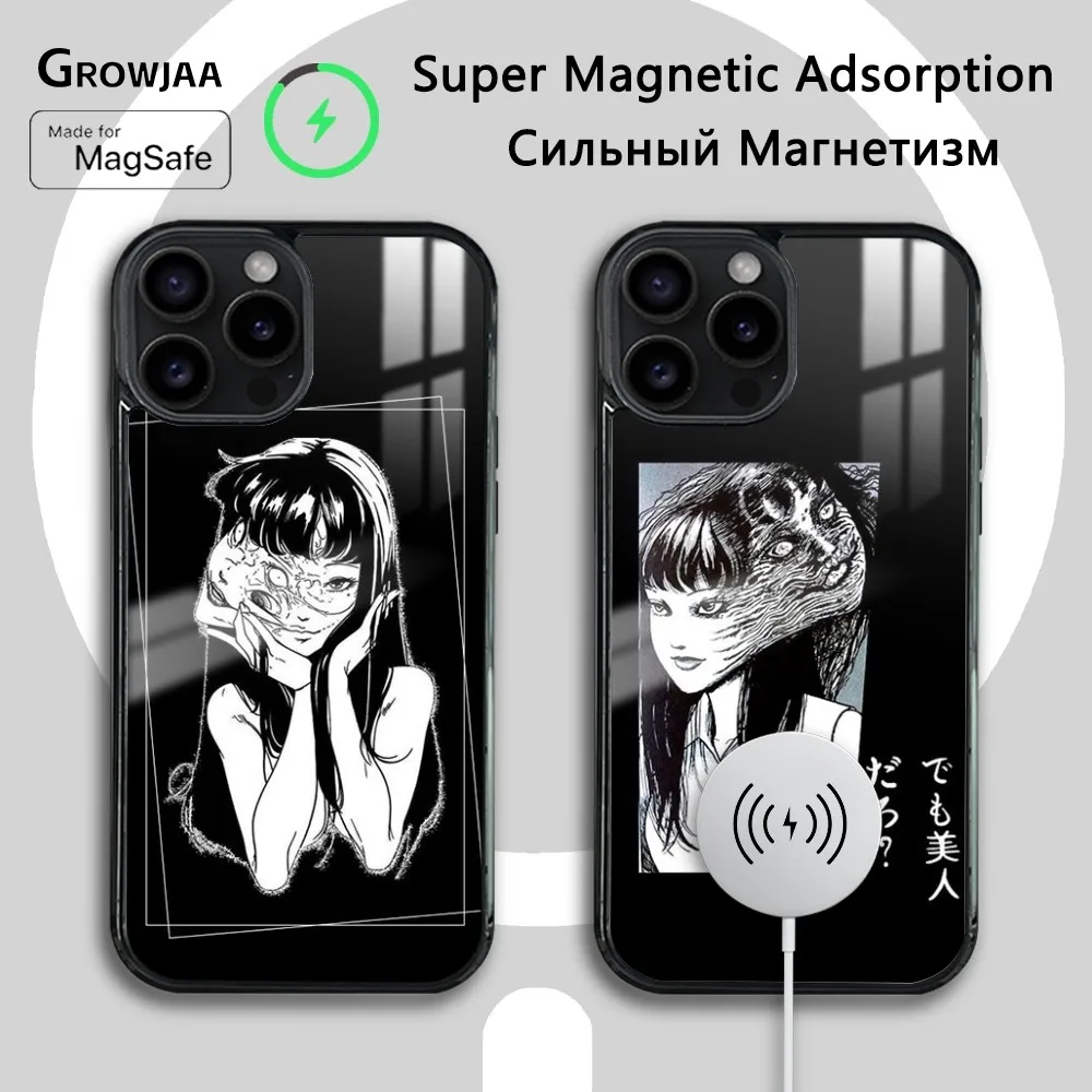 

J-Junji Ito T-Tomie Phone Case For iPhone 15 14 13 12 11 Pro Max Plus Mini Mirror Wireless Magnetic Cover