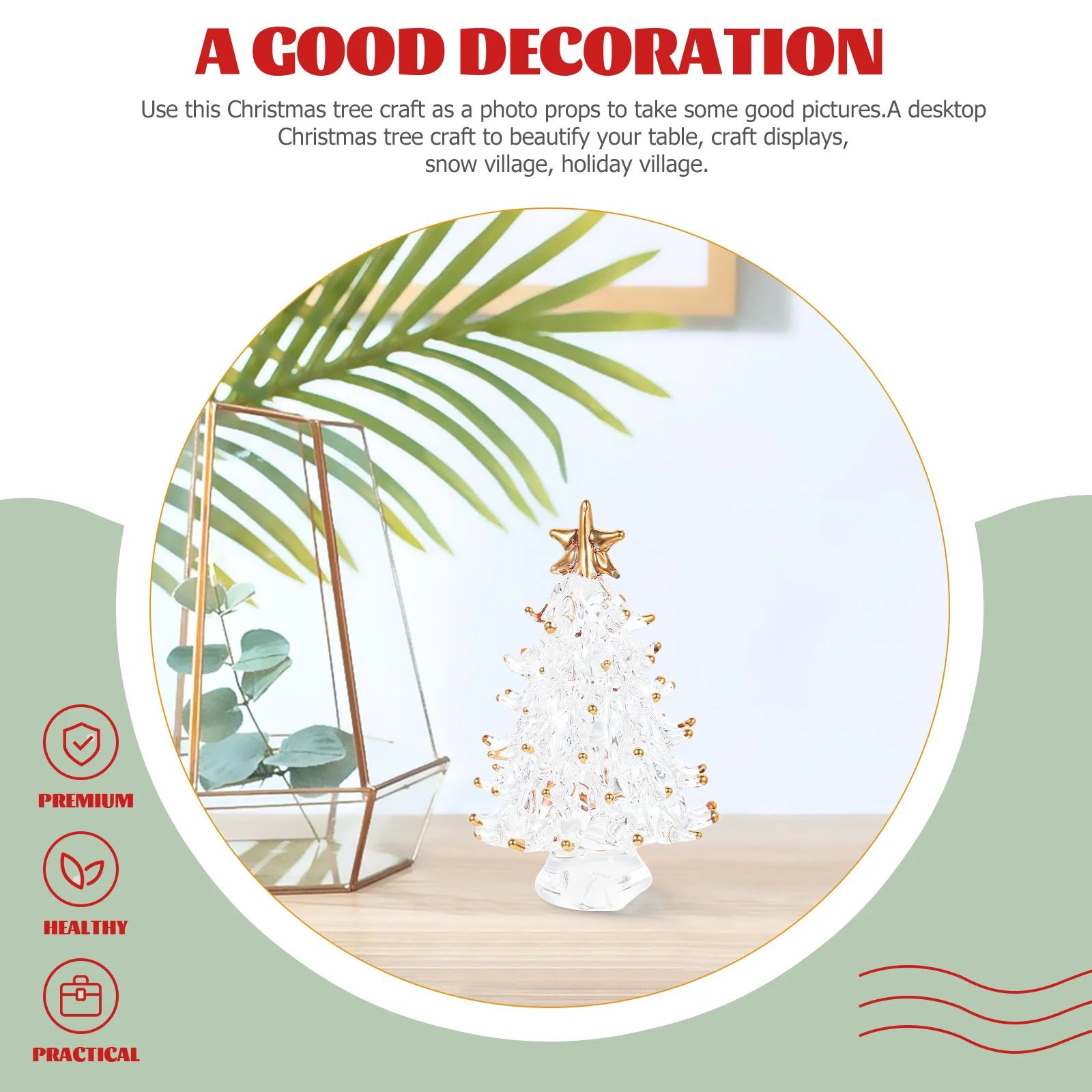 Árbol de Navidad de cristal, decoración en miniatura, paisaje, decoraciones para pasteles, estatua de Navidad de mesa decorativa pequeña